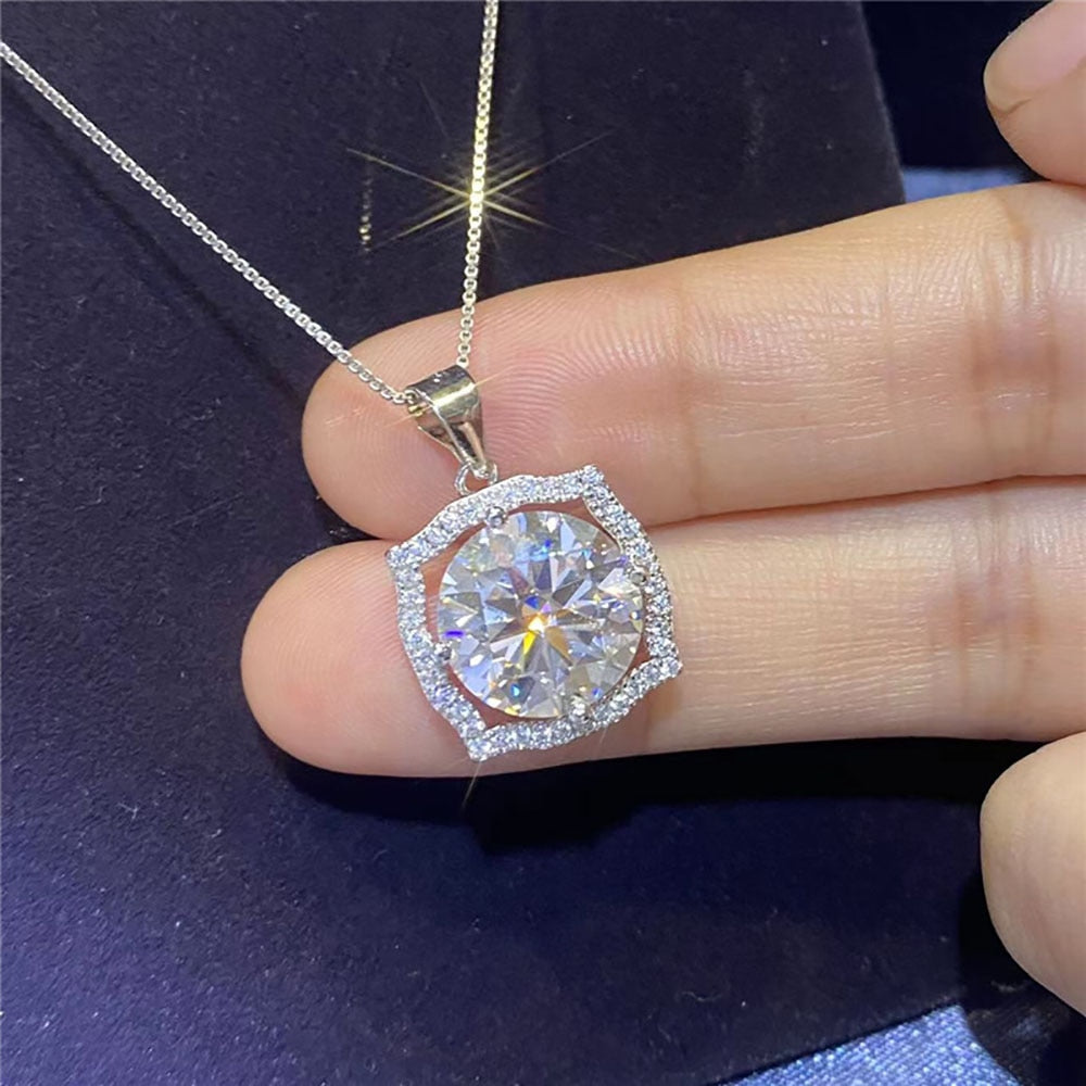 S925 Silver Gold Plated Moissanite Diamond Necklace Passed Diamond Test  V-shaped Princess Pendant Necklaces Fashion Jewelry